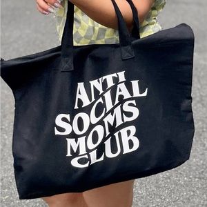 Antisocial moms club, antisocial wives club, oversized tote for women, graphic